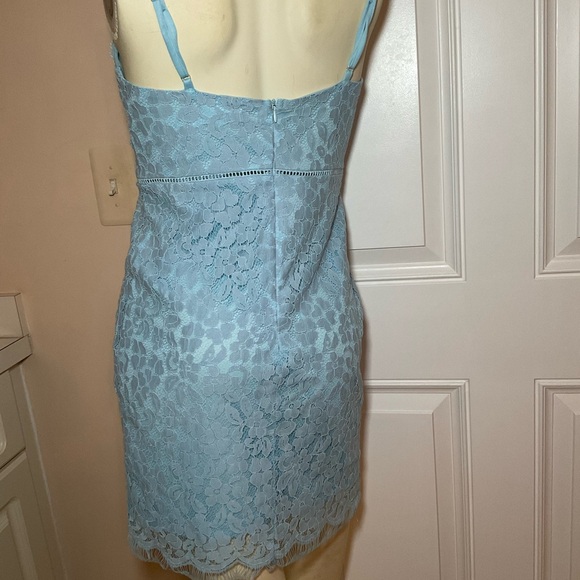 Misguided Baby Blue Size 8 adjustable straps A-line Lace Midi Dress - Picture 5 of 5